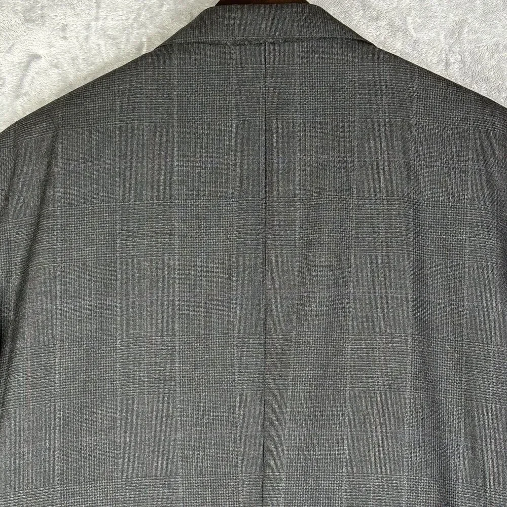 Vtg Brooks Brothers Blazer Men 42 Long 3 Button Pure Wool Gray Blue Plaid Jacket